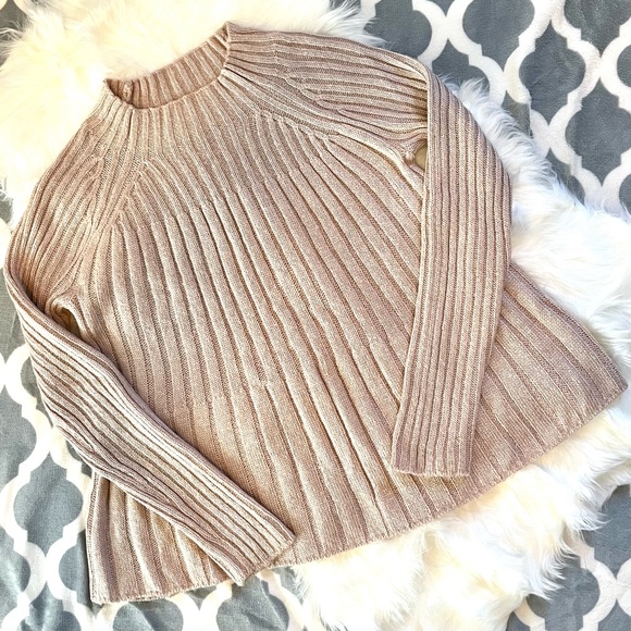 Cupio A-lined Ribbed Knit Sweater Champagne Size Sm - Picture 5 of 8